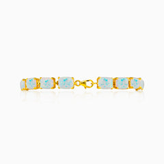 Rectangle white opal yellow gold bracelet