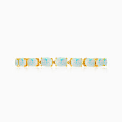 Rectangle white opal yellow gold bracelet