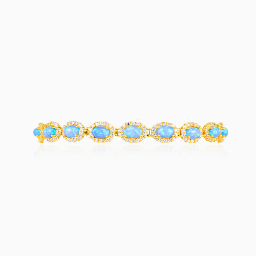 Royal blue opal in yellow gold bracelet