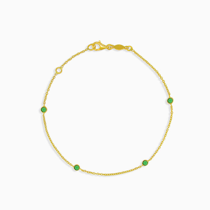Pulsera de cadena con esmeraldas sintéticas