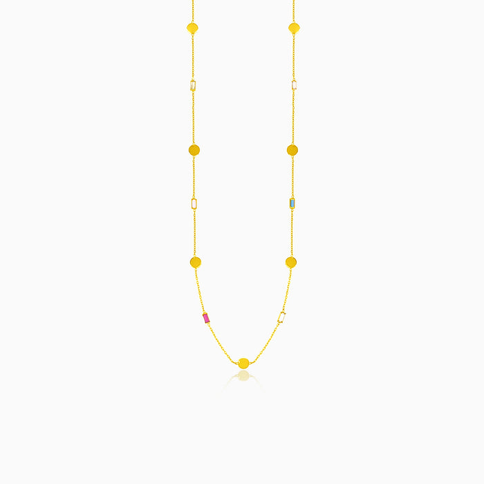 Gold-Halskette mit mehrfarbigen Steinen und Goldmünzen