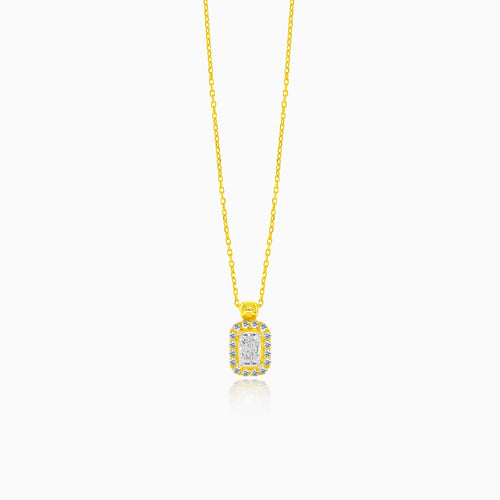 Luxury royal gold necklace soliter with cubic zirconia