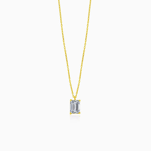 Gold necklace with rectangular zircon