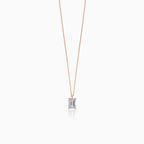 Beautiful necklace made of rose gold with zircon in an emerald cut