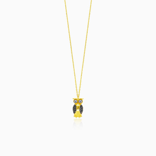 Sparkling gold necklace with owl