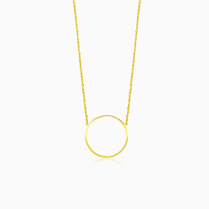 Modern gold necklace with a circle
