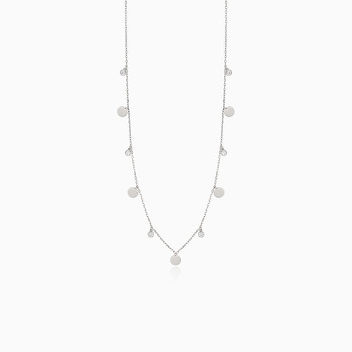 White gold necklace with full circles and small zircons
