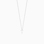 Minimalist white gold necklace with a cross