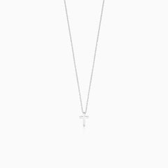 Minimalistický náhrdelník z bílého zlata s křížem