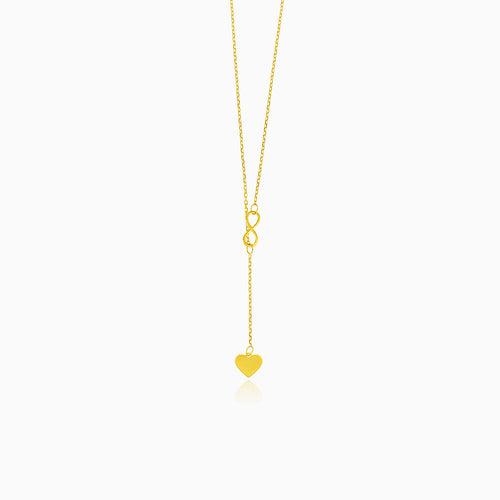 Gold necklace with infinity and heart