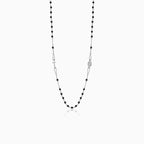 White gold rosary necklace with onyx