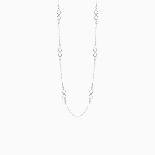 White gold infinity necklace
