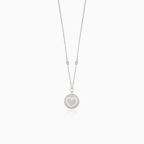 Designový náhrdelník z bílého zlata se srdcem v kruhu