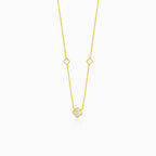 Gold clover leaf necklace with mother of pearl