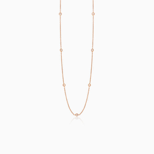 Rose gold necklace with cubic zirconia