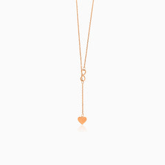 Unique rose gold heart and infinity necklace