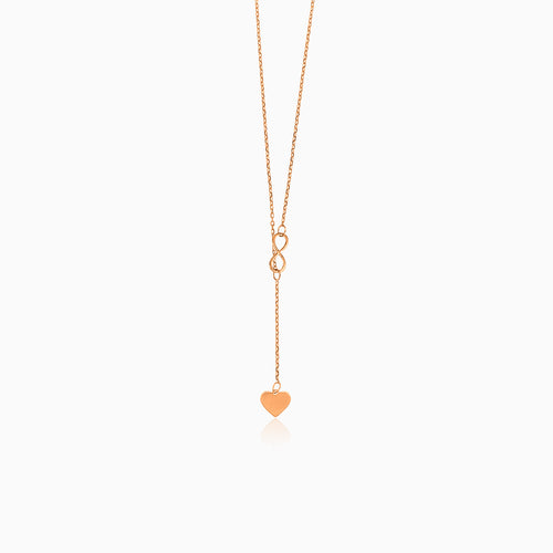 Unikátní náhrdelník z růžového zlata srdce a nekonečno