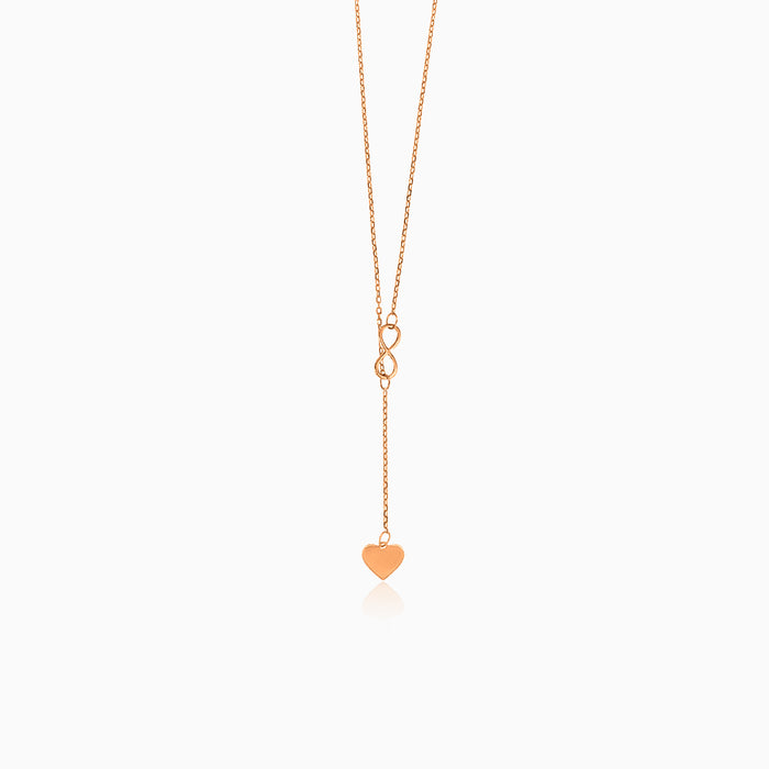 Unique rose gold heart and infinity necklace