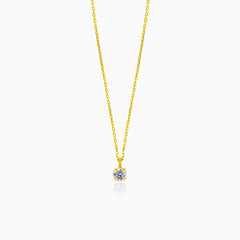 Delicate gold solitaire necklace with zircon