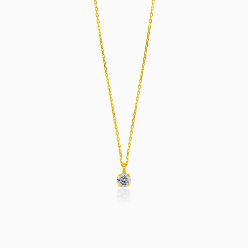 Delicate gold solitaire necklace with zircon