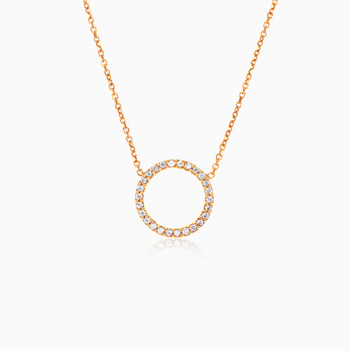Rose gold necklace with zircon ring