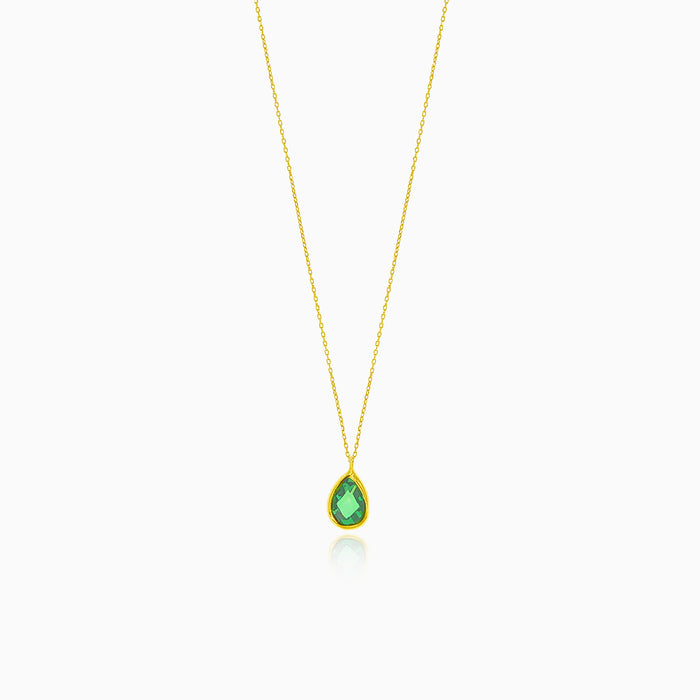 Fine gold drop-shaped necklace with synthetic emerald