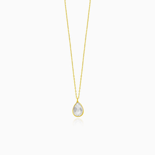 Gold necklace with pear cut zircon