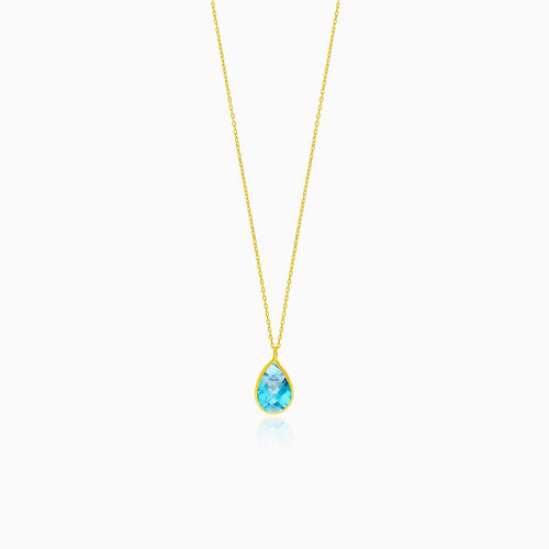 Jemný zlatý náhrdelník ve tvaru kapky s topazem