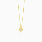 Modern gold cube necklace with zircon