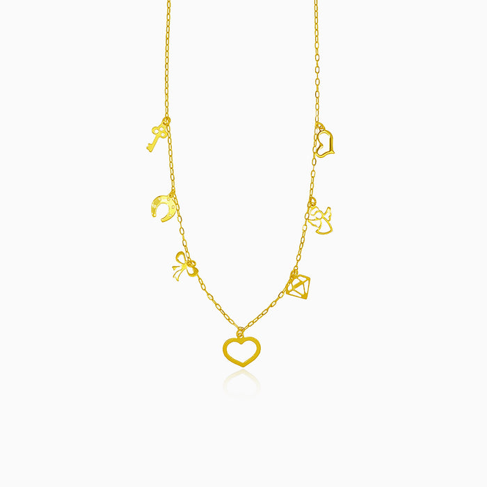 Gold necklace with symbols