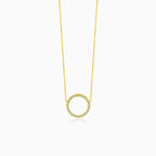 Modern gold necklace with a circle zirconia