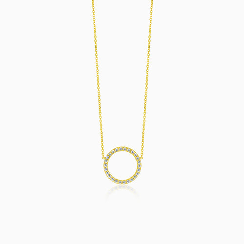 Light circle yellow gold necklace