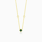 Green clover leaf gold necklace