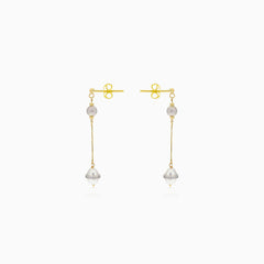 Gold chain dangle earrings with pearls