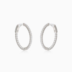 Silver earrings with zircons