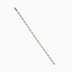Silver tennis bracelet with gold-plated links