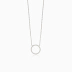 Silver necklace with cubic zirconia circle