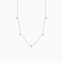 Silver necklace with triangle links