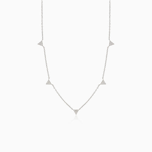 Silver necklace with triangle links