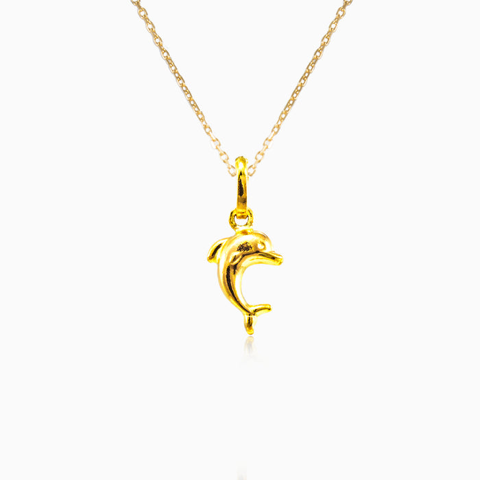 Yellow gols dolphin pendant