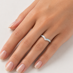 Sterling Silver Opal Chevron Ring