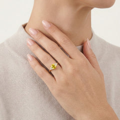Cushion yellow sapphire ring
