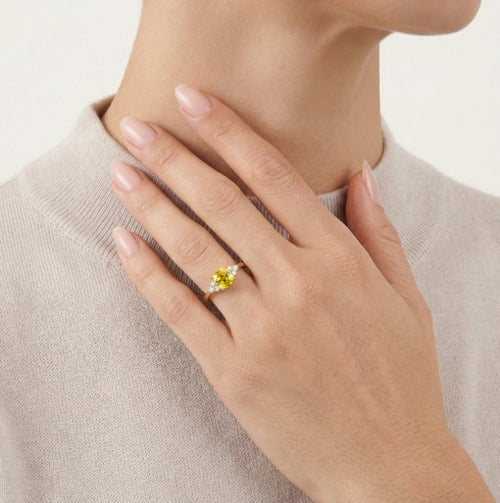 Cushion yellow sapphire ring