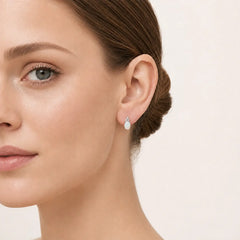 Sterling Silver White Opal Stud Earrings
