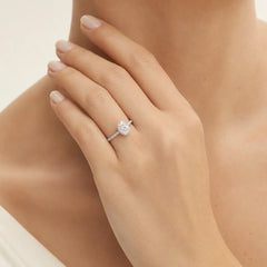 Sterling Silver Oval Pavé Ring