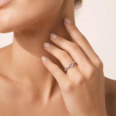Sterling Silver Heart Pavé Ring