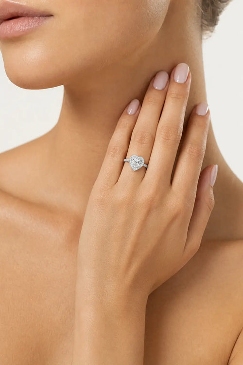 Sterling Silver Heart Halo Ring