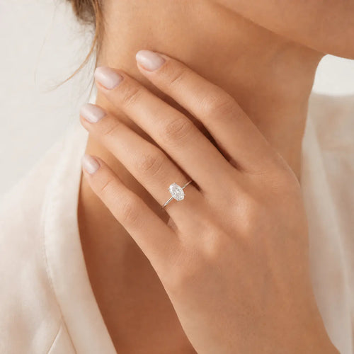 Sterling Silver Oval Solitaire Ring