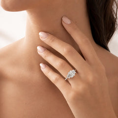 Sterling Silver Emerald Cut Zirconia Ring
