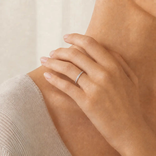Sterling Silver Pavé Half Eternity Ring